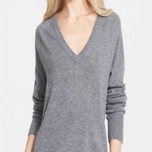 Equipment Heather Gray V-Neck Sweater